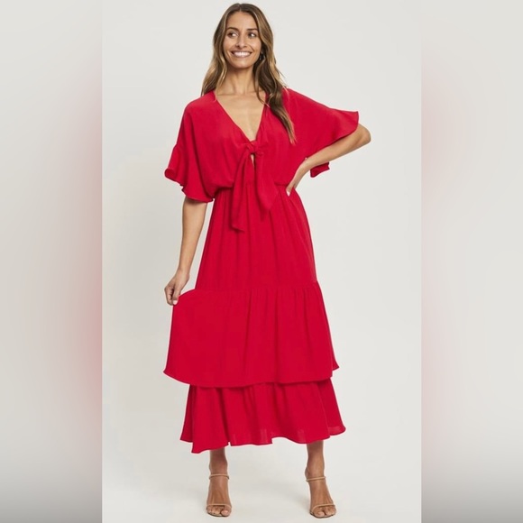 Tussah Dresses & Skirts - TUSSAH Women's Lucinda Midi Dress - Red - Midi Dress Size 18